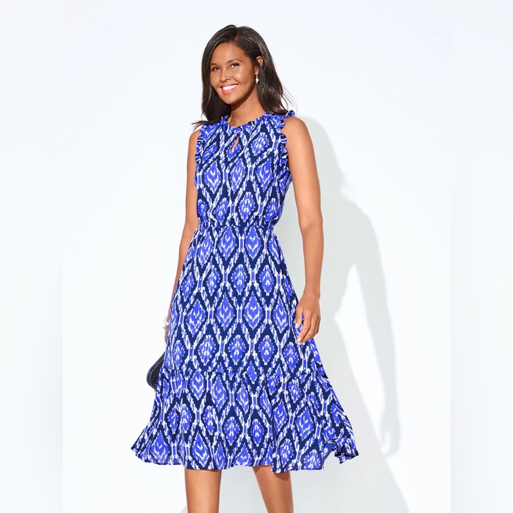 Talbots Blue and White Midi Dress